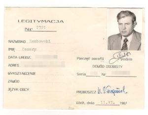 Legitymacja członka Kościelnej Służby Porządkowej, własność p. Cezary Rembowski.
